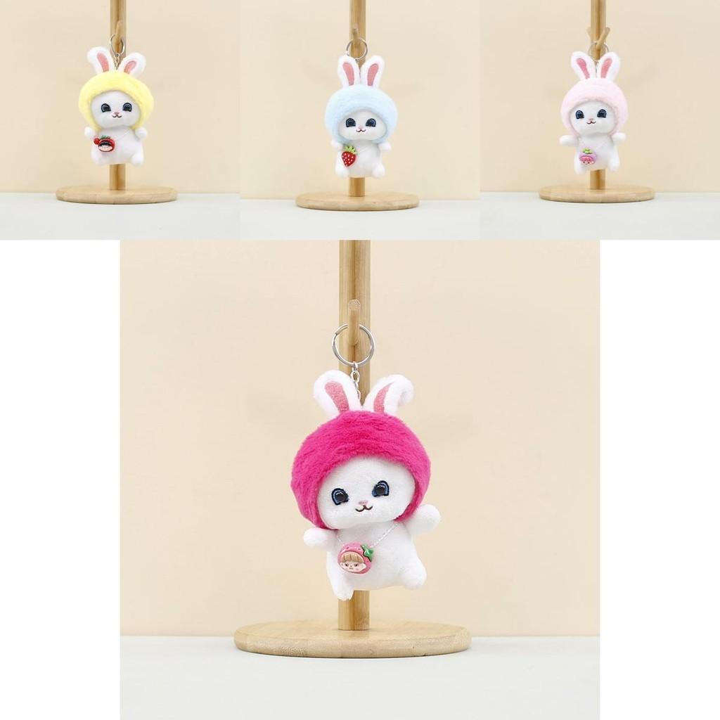 Cute Plush Rabbit Keychain Toy Adorable Soft Stuffed Animal Accessory For Bags