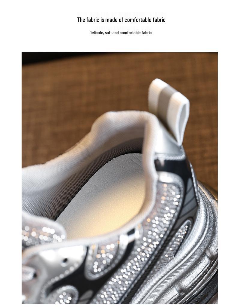 TW1279-2 Women's Thick Sole Rhinestone Dad Shoes - 2024 Versatile Autumn Fashion