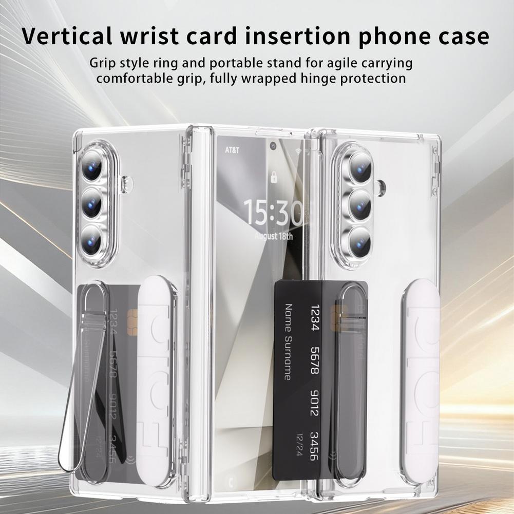 

With Credit Card Slot Multifunctional Kicktand Wrist Strap Folding Case For Samsung Z Fold 7 Fold7 Galaxy Z Fold 6 5 4 Cover Galaxy Z Fold4