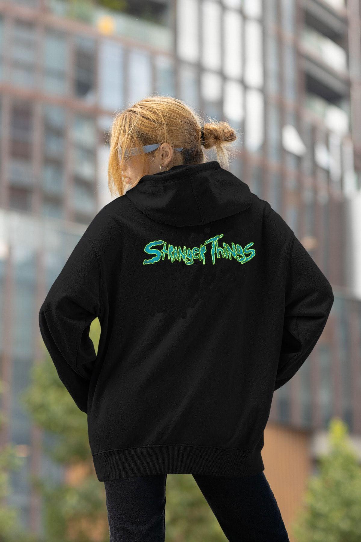 

Women s Style Big Size Sweatshirt Oversize Unisex Stranger Things Horror Back Printed Hoodie L