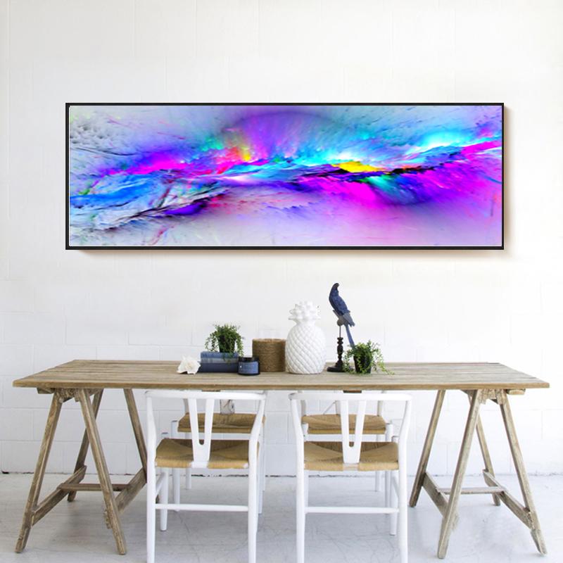Abstract Canvas Painting Colorful Purple Blue Cloud Posters and Prints Nordic Wall Art Pictures for Bedroom Home Decor No Frame No Frame