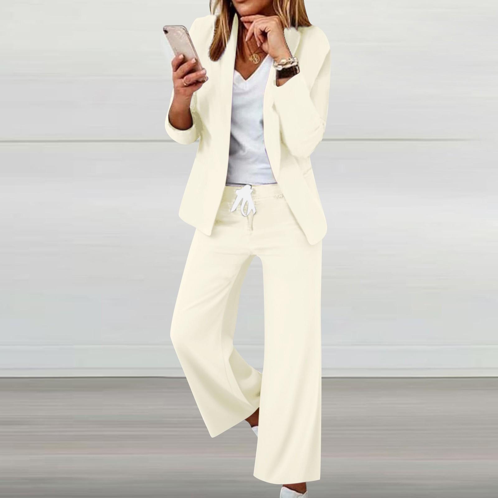 

Женский комплект из 2 предметов, элегантная приталенная куртка, формальные рабочие брюки, пальто с лацканами XL белый