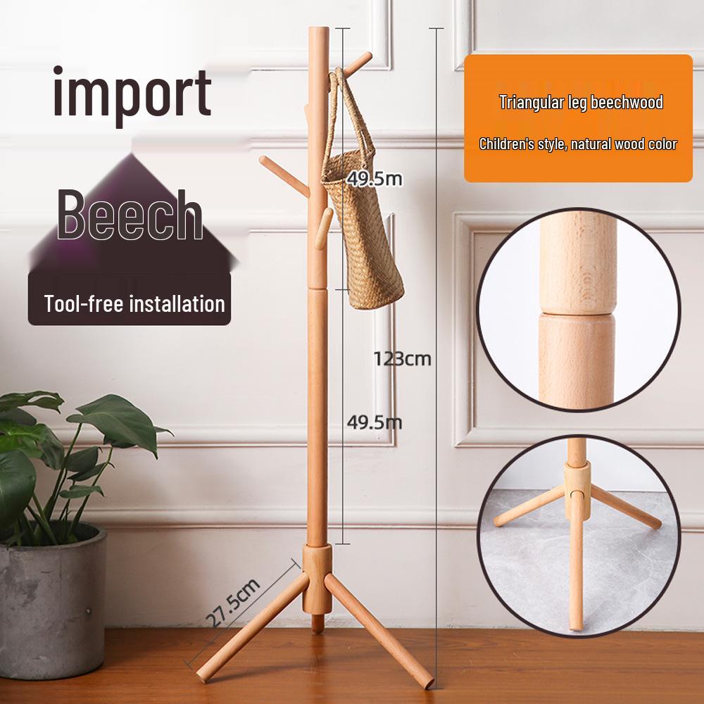 

Beech Wood Floor-Standing Coat Rack: Modern, Solid Wood for Bedroom or Living Room