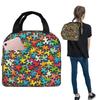 Autism Awareness Colorful Puzzle Piece Print Insulated Lunch Bag for Women Kids Portable Food Boxes Thermal Lunch Box Tote