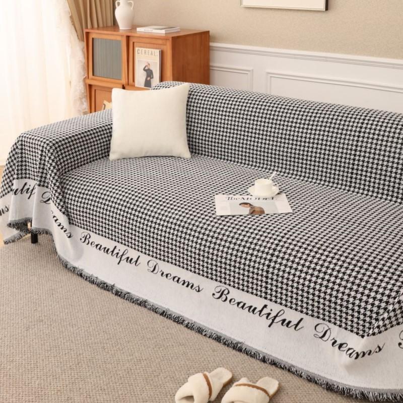 Modern Houndstooth Sofa Cover Mat Throw Blanket Living Room Three Seats Sofa Position Throw Camping Picnic Blanket