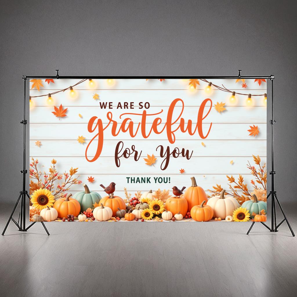Colorful Pumpkins Harvest Festival Banner Thanksgiving Banner Seasonal Decor for Holiday Party Autumn Festival Indoor Decoration