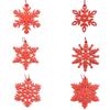 6 Pcs White Red Wooden Snowflakes Christmas Decorations 2024 Xmas Tree Hanging Pendant Home Wall Novelty Ornaments 6.9x6.9CM