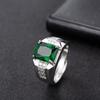WOSIKATE Vintage Square Emerald Zirconia Gemstone Adjustable Ring For Men Copper Jewellery Business Sapphire Ring
