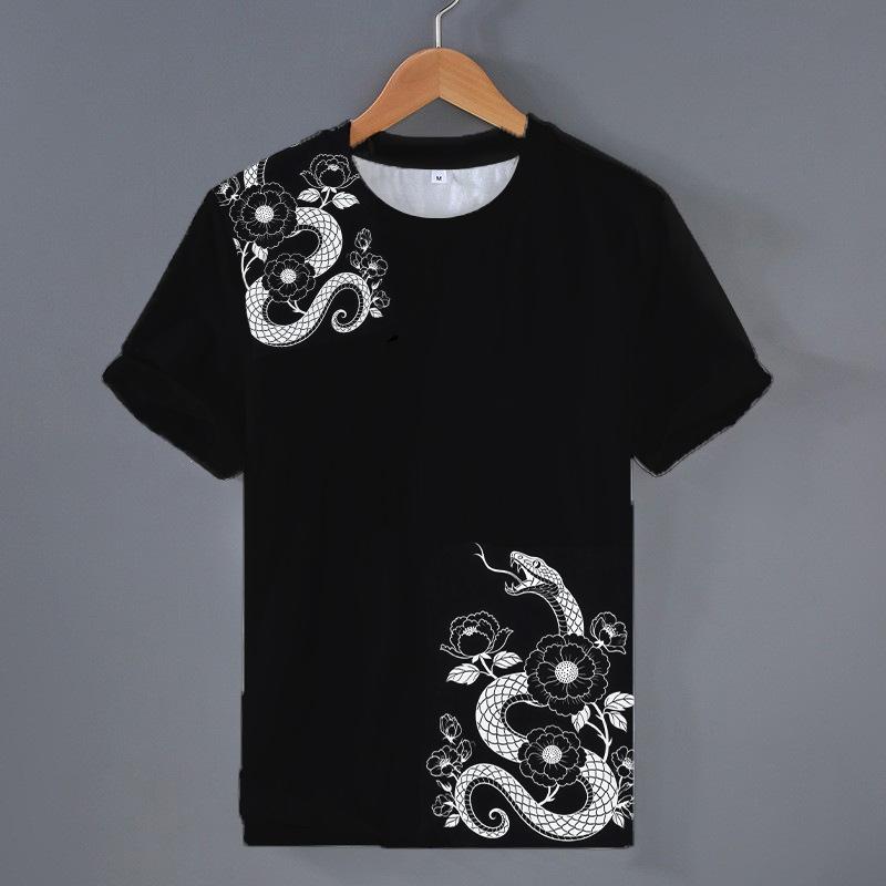 

Simple Fashion Snake Pattern T Shirts For Men Classic Retro Style Men s Trendy All-Match High Street T-shirt Cool Oversized Tees 6XL