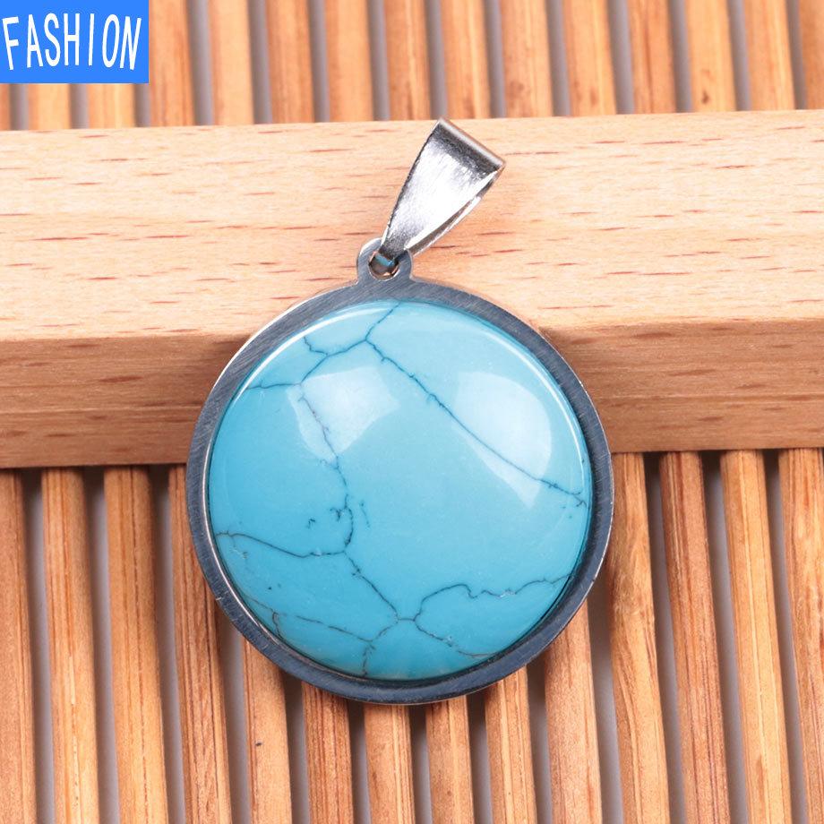 Collar De Cristal Natural De Moda con Personalidad Europea Y Americana De Acero Inoxidable De Piedra Plana Simple para Mujer