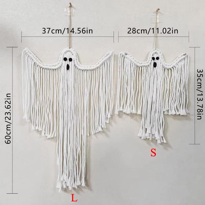 Hand-Woven Tapestries White Ghost Wall Hanging Decoration - Suspends Elegantly Creates Spooky Holiday Scene Halloween Tapestry