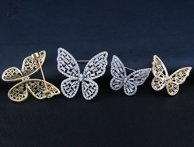Elegant Zirconia-Inlaid Crystal Butterfly Brooch for Women - High-End Lapel Pin & Fashion Accessory