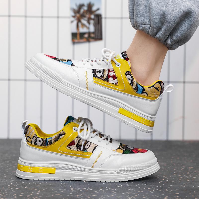 Yellow Men's Shoes for Men New Skateboard Shoes Platform Casual Sneakers Trend Design Mesh Men Shoes Tenis Masculino