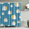 Adorable Cartoon Snail Shower Curtain For Bathroom Decor Blue Background With White Hearts Pattern Waterproof Fabric Easy Instal