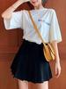 loose short back for long long cut and quick white [Bubu Ohana] T-shirt, fitting, casual, sleeves, print, women, spring, summer, autumn, winter,
