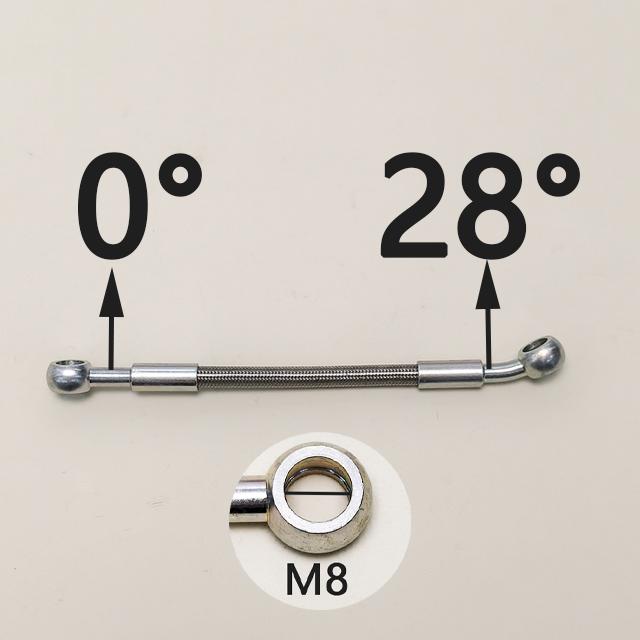 Silver 0°~28°~90° 30-500cm M8 Motorcycle Hydraulic Reinforced Brake Clutch Oil Hose Cable Line Pipe For ATV Dirt Pit Racing Bike