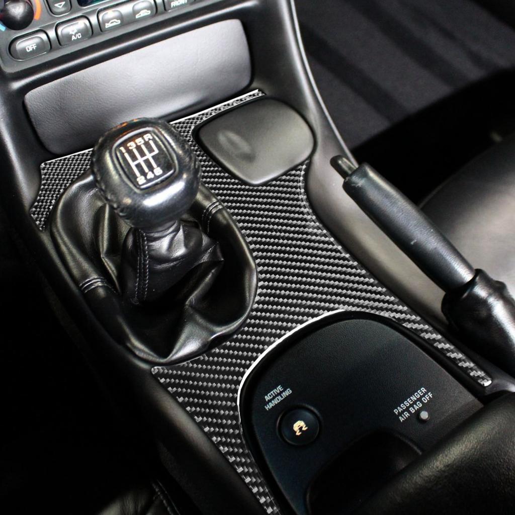 Pentru Chevrolet Corvette C5 1998-2004, fibră de carbon, priză centrală, buton radio, ridicare fereastră, inel pentru chei, decorare pentru capac