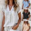 Spring Summer Women's Shirts Black V-neck Short Sleeve Button Loose Top Female New Casual Elegant Trendy Ladies Clothes
