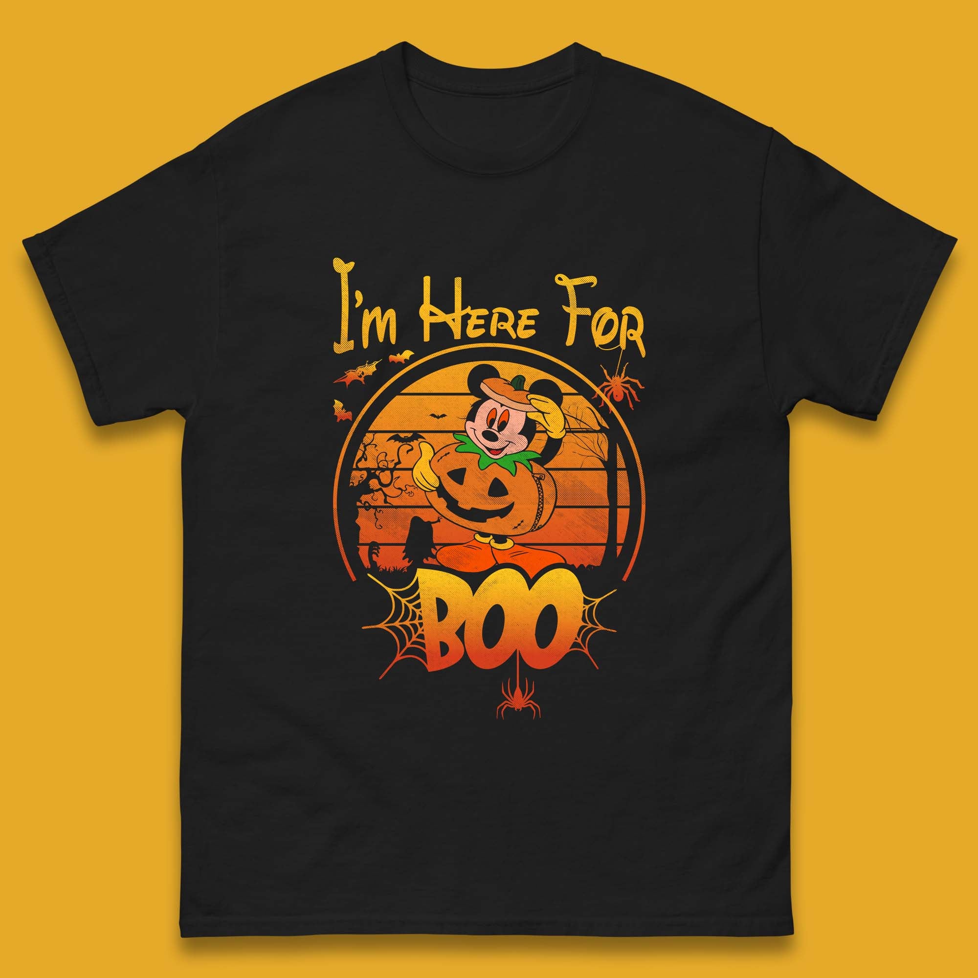 I m Here For The Boo Halloween Disney Mickey Mouse Pumpkin Horror Scary Disneyland Trip Mens Tee Top S