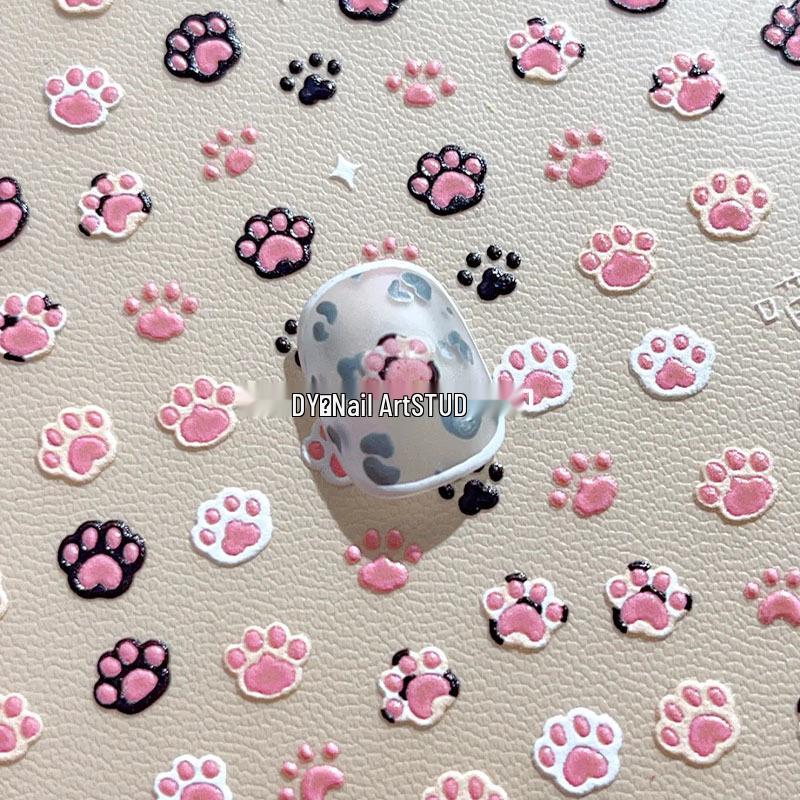High-Value Cartoon Cat Paw Jelly Nail and Decorative Stickers: Cute 3D Water Cup and Camera Designs