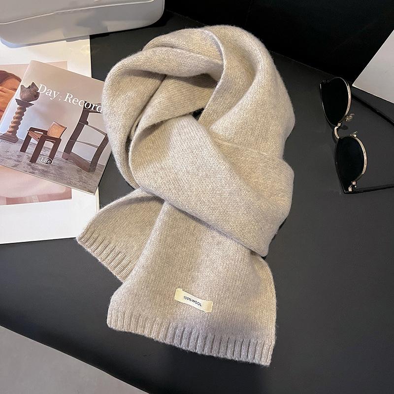Winter Women Scarf Warm 100% Wool Knitted Shawls Casual Brand Neckerchief Cashmere Shawl Wrap Fashion Red Students Scarves