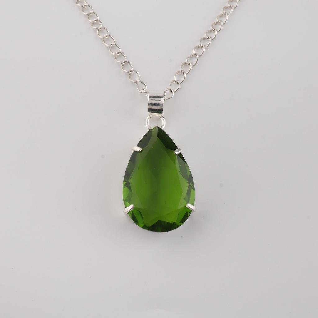 Natural Peridot  Gemstone Silver Women Pendant 1.60" Handmade 925 Sterling Silver Partywear Jewelry For Gift PP-67-1