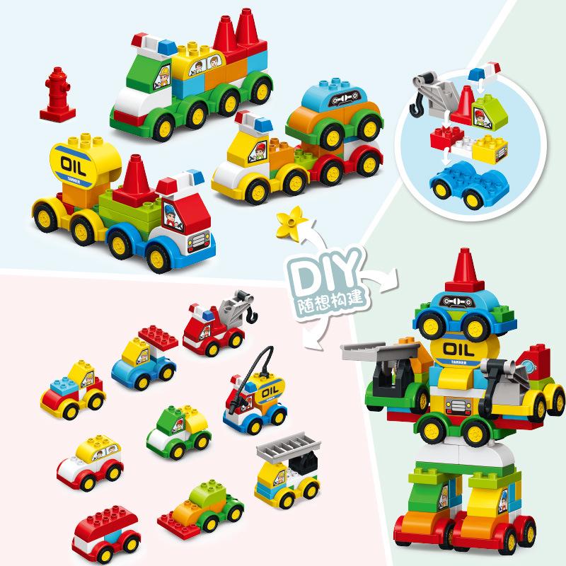 Large Particle Interlocking Police Car Building Blocks for Kids