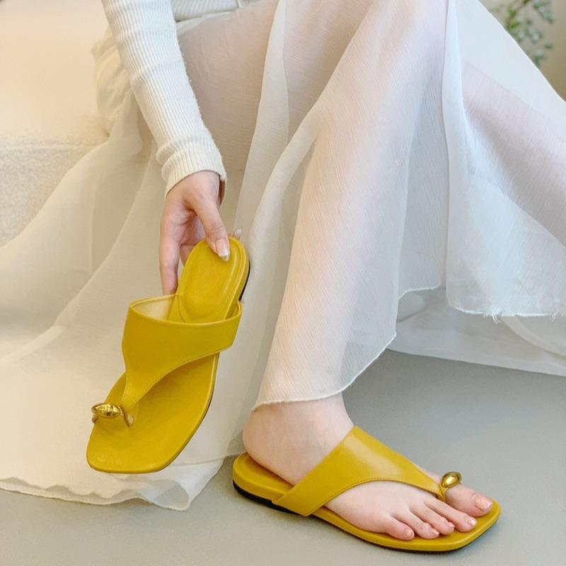 

Fashion Fashion metal buckle toe slippers women s square head cover foot soft sole non-slip wear-resistant cool mopping 40 жёлтый