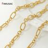 18K Gold Plated Brass Twisted Oval Link Chain,Chunky Hip Hop Punk Link Chain for Jewelry Making Supplies,DIY Jewelry Materials