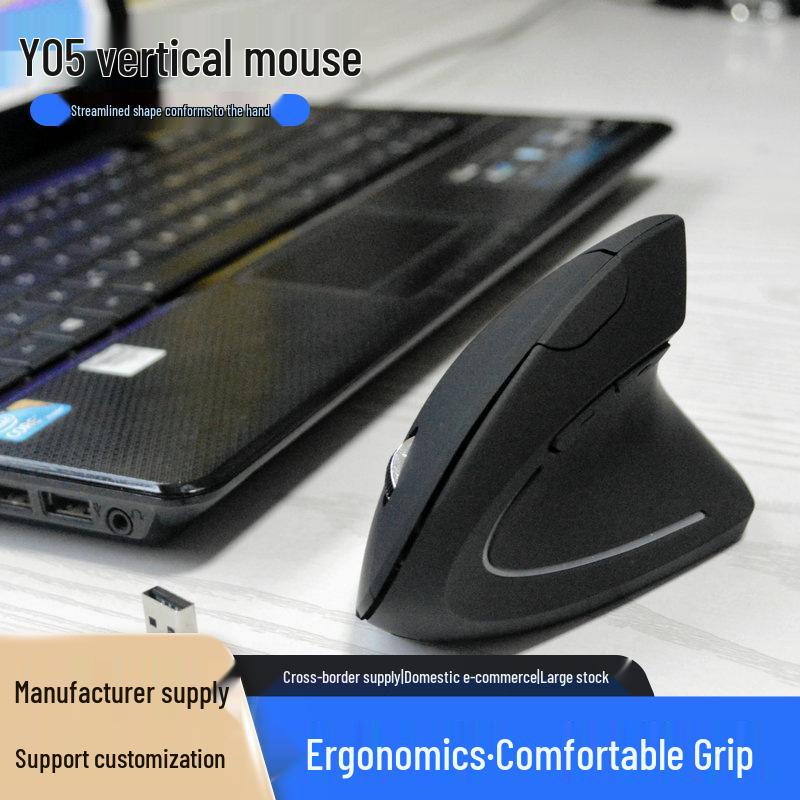 

Ergonomic Vertical Wireless Optical Mouse for Laptops 5th Gen Wireless Battery Black
