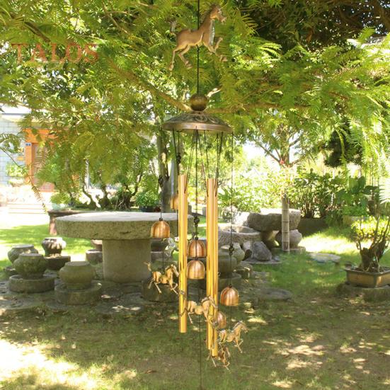 Metal Wind Chimes Handmade Running Horse Wind Chime Retro Wind Chime with Bells for Home Indoor Garden Patio Yard Decor