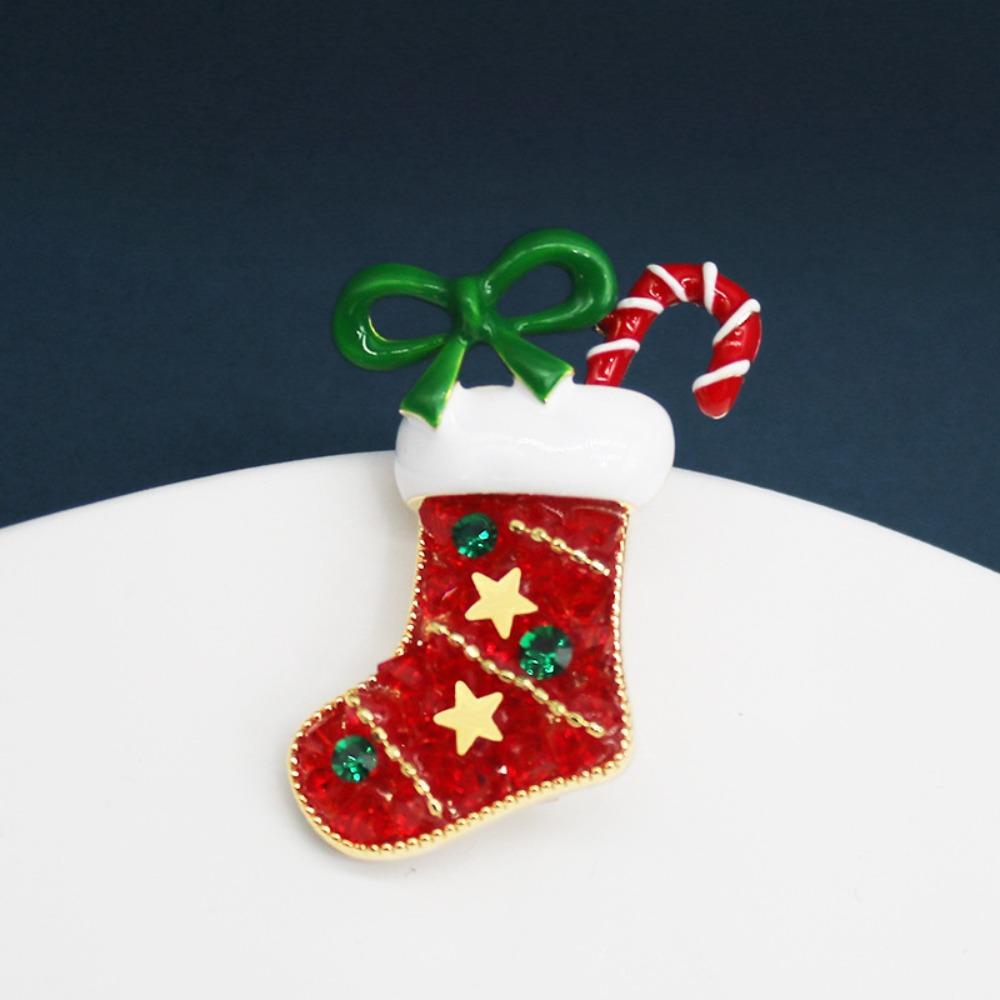 Korean Style Christmas Brooch Snowman Christmas Tree Brooch Cute Enamel Rhinestone Brooches  Girls