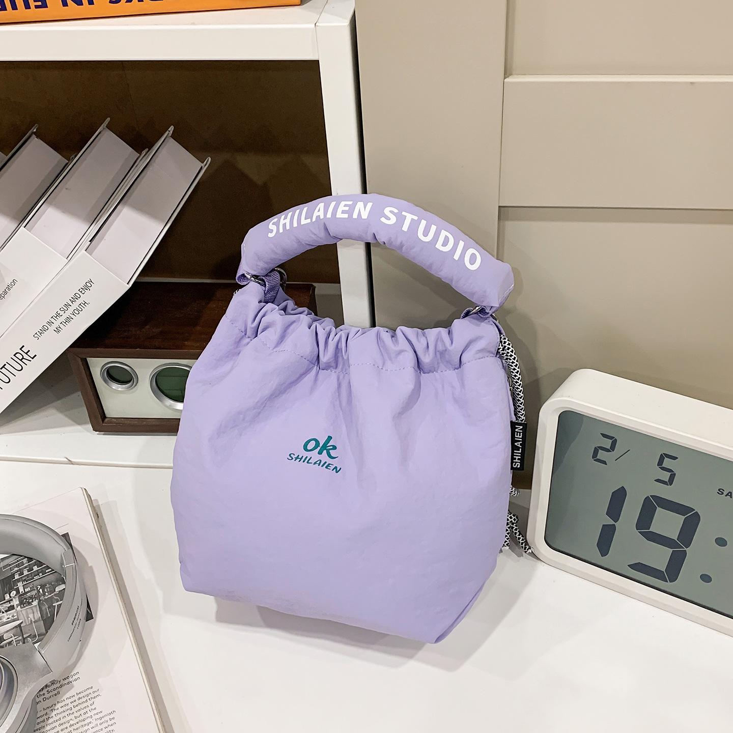 

New Korean Dgdaemun Crossbody Bag Simple Cott Bucket Shoulder Bag for Women Comfortable and Versatile Texture Commuting Bag
