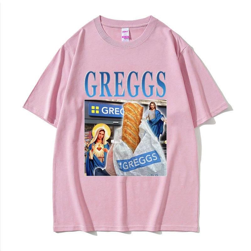 Greggs Homage Bakery Chain Funny Meme Graphic T Shirt Men Women Vintage Clothing Tees Casual Cotton Oversized Tshirt Streetwear