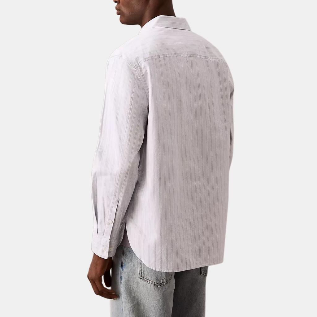 Calvin Klein Minimalist Comfortable Versatile Casual Striped Button-Up Long Sleeve Shirt Men Shirts White 4RB101G-060