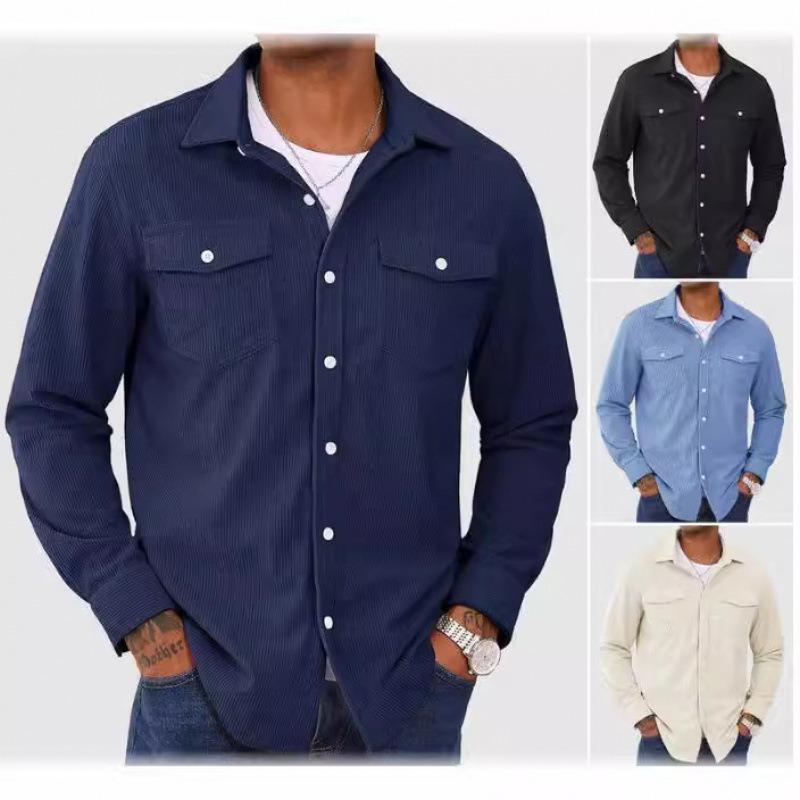 Men S Corduroy Workwear Long Sleeve Shirt Casual Outerwear