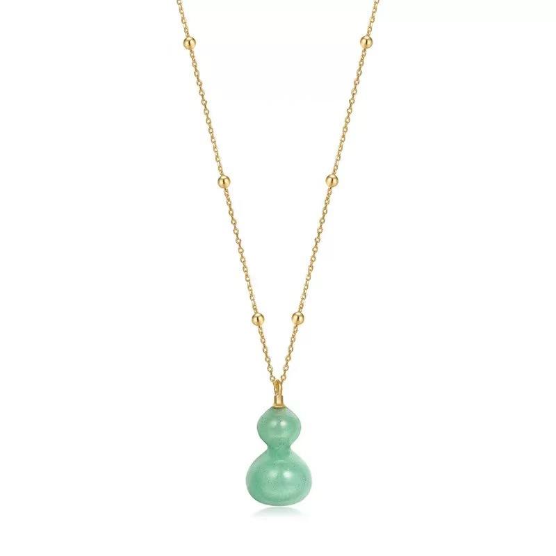Elegant Chinese-Style Gourd Agate Necklace: Versatile, Light Luxury Pendant Sweater Chain