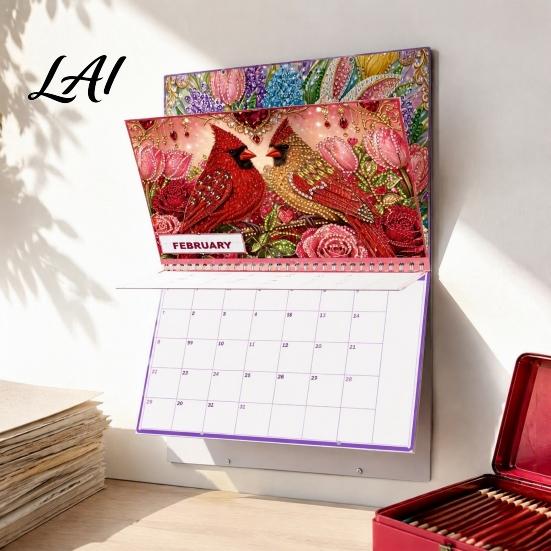 DIY Calendar Kit 2027 Diamond Art Painting Pattern Wall Calendar Rhinestone Gem 12 Monthly Planner Jan. 2026-Dec. Hanging for Home Office