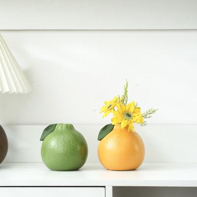 Orange Ceramic Vase Simulated Fruit Statue Pomelo Flower Arrangement Accessories Flower Vase Orange Pot Home Decoration