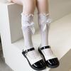 Girls Knee Length Socks With Lace Ruffled Bowknot Embellishments Breathable Nylon Blend Daily Comfort Wear Stockings