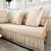 European Style Large Skirt Sofa Mat Four Seasons Short Plush Anti Slip Sofa Cover Simple Lace Solid Color Backrest Towel
