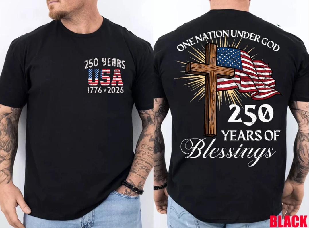 One Nation Under God 250 Years 250th Anniversary USA Men (2 Sides) T-Shirt S разноцветный