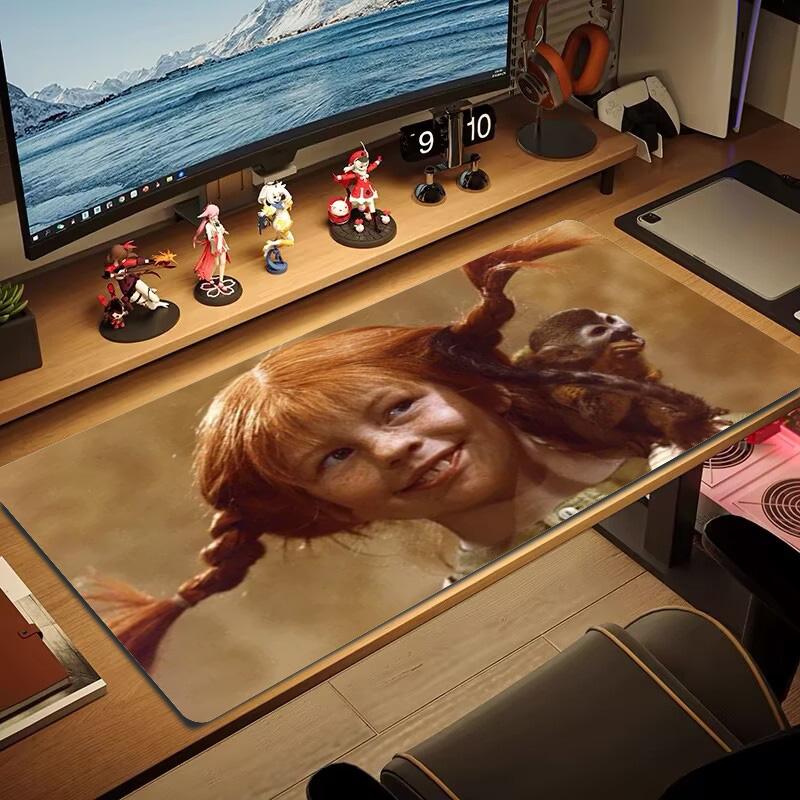 Pippi Longstocking Large Size Mouse Pad Large Gaming Table Cushion Non-slip Laptop Tablet Big Mousepad XXL Mat Mini PC Playmat With Lock Edge