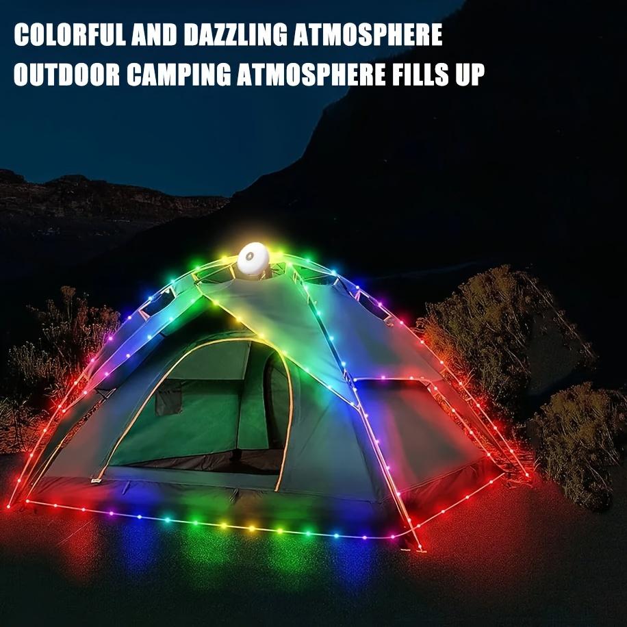 D5 Rechargeable 32.8FT Camping 10M String Lights 2 in 1 Quick Storage Tent Light with 5 Lighting Modes Hanging Portable LED Lamp