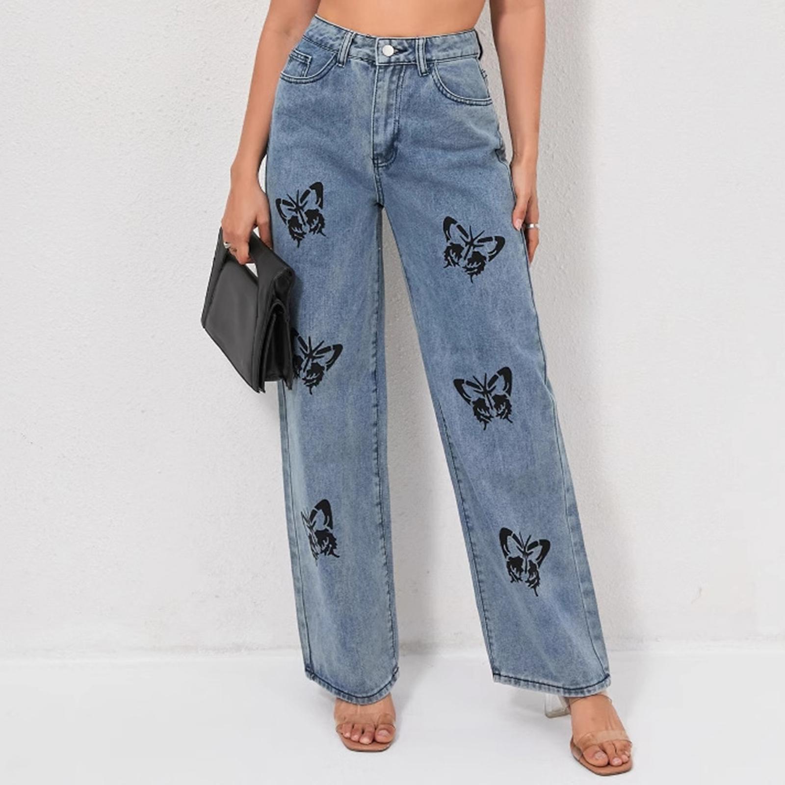 

Женские джинсы средней посадки, эластичные, модные, прямые, джинсовые брюки с карманами XXL синий