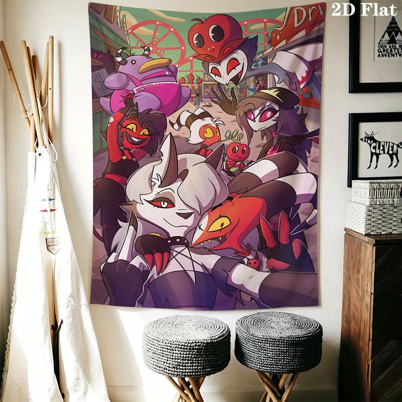 Hazbin Hotel Anime Style Pattern Home Decor Tapestry, Wall Hanging, Decorative RV Wall Cloth.XGT0914141