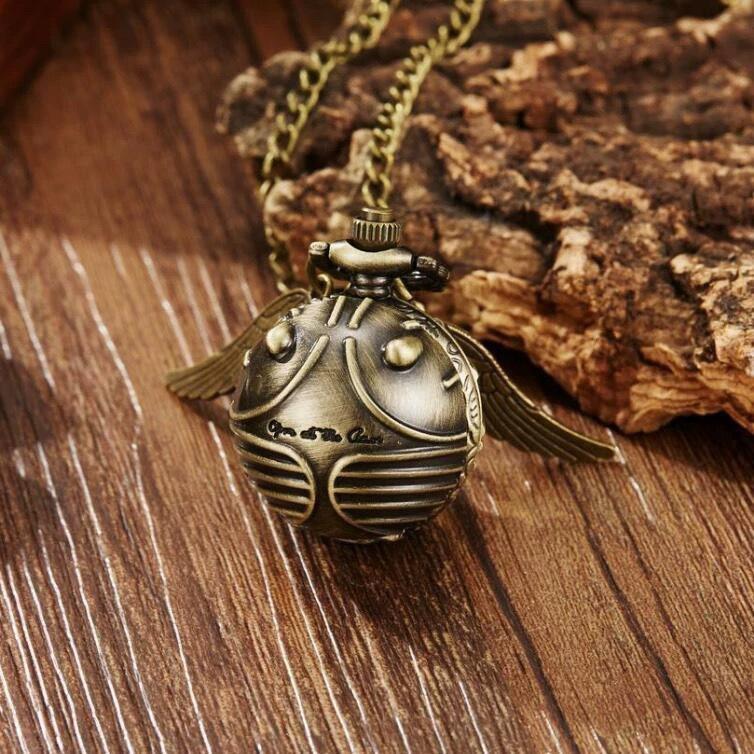 Harry Potter Snitch Pocket Watch Necklace, Harry Potter Multicolor Retro Pocket Watch, Foreign Trade