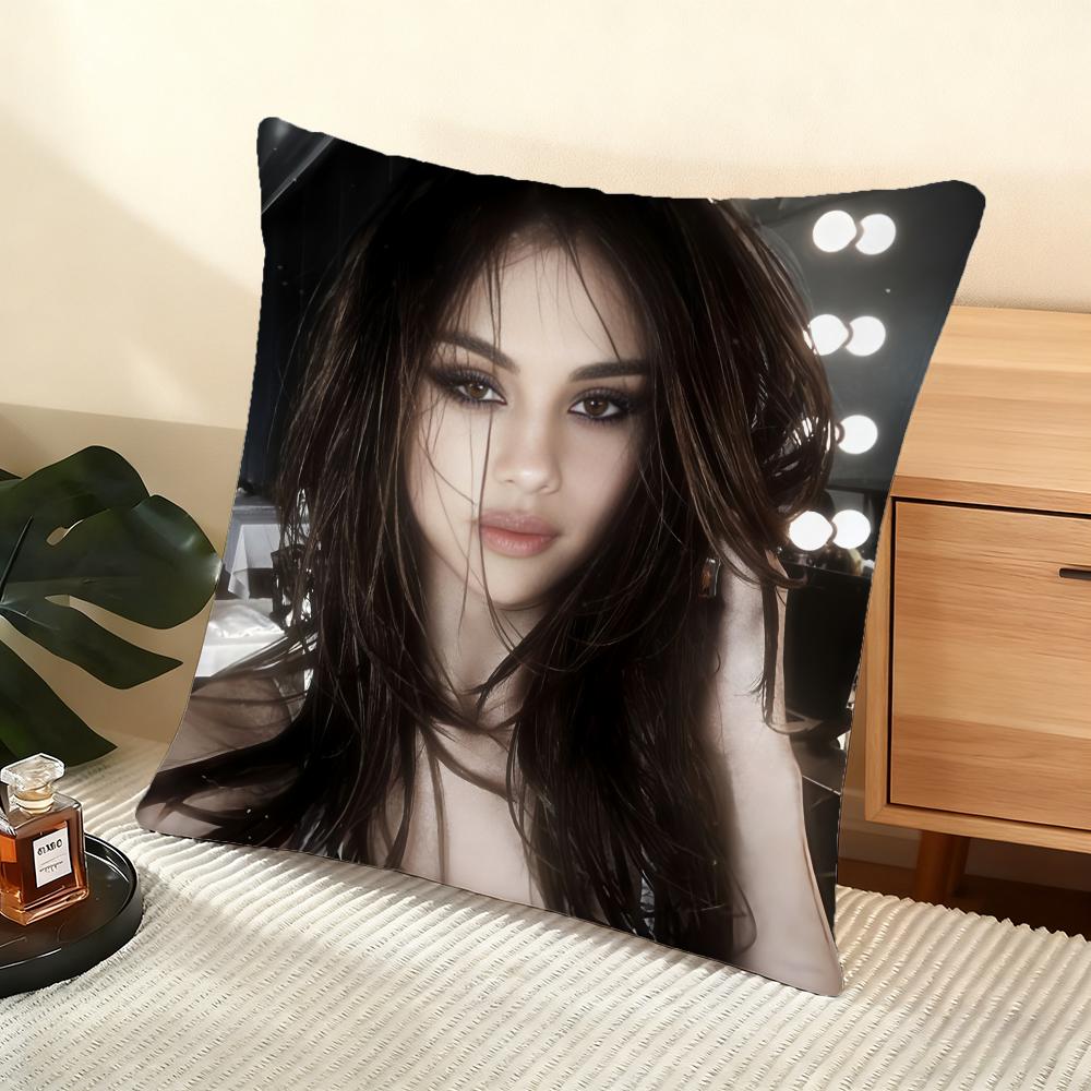S-Selena Gomez Cushion Cover Soft Short Plush Pillow Cover Smooth Cozy Texture Aesthetic Cushion Case Home Decor