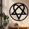 Gothic Pentagram Heart Metal Wall Art Iron Decor Home