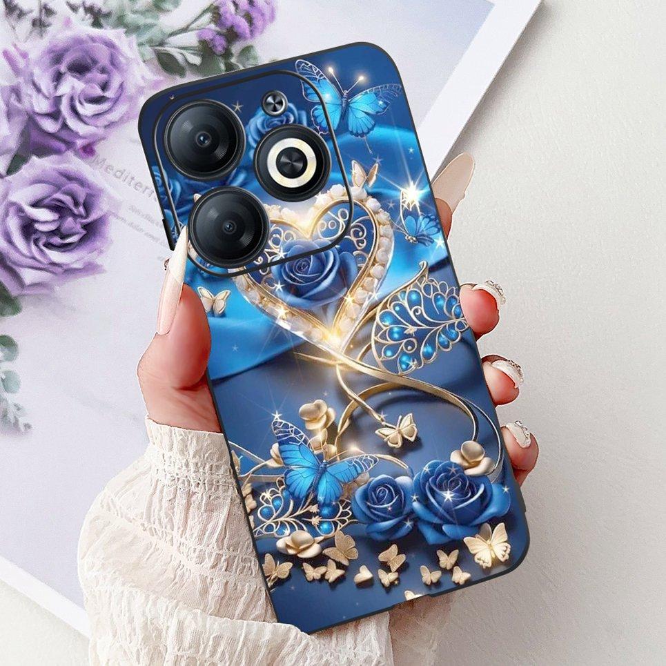 Cover For Infinix Smart 8 X6525 Back Casing Smart8 Colorful Butterfly Flower Luxury Painting Phone Case Transparent Soft TPU